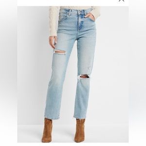 Express stretch high waisted straight ankle jeans-stretch